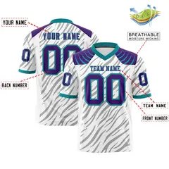 White Gray Tiger Stripe Graffiti Pattern Football Jersey 2