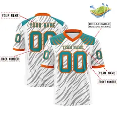White Gray Tiger Stripe Graffiti Pattern Football Jersey 2