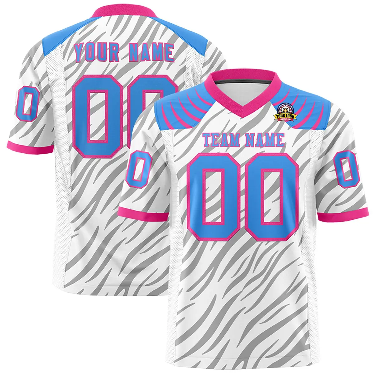 White Gray Tiger Stripe Graffiti Pattern Football Jersey