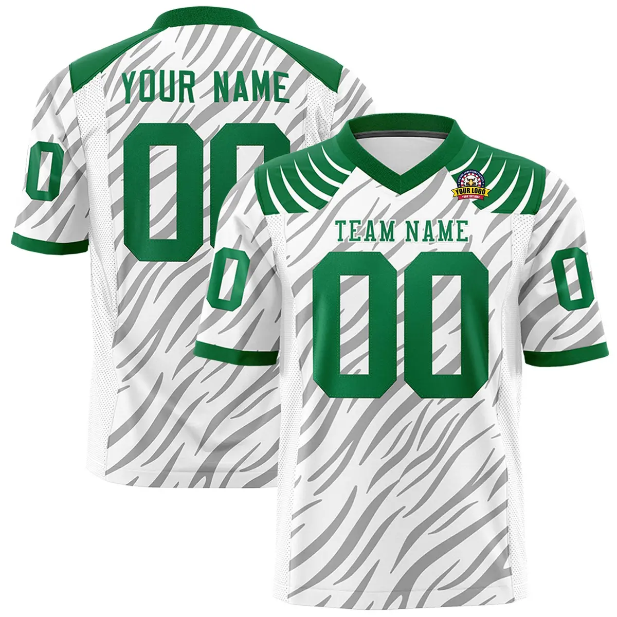 White Gray Tiger Stripe Graffiti Pattern Football Jersey
