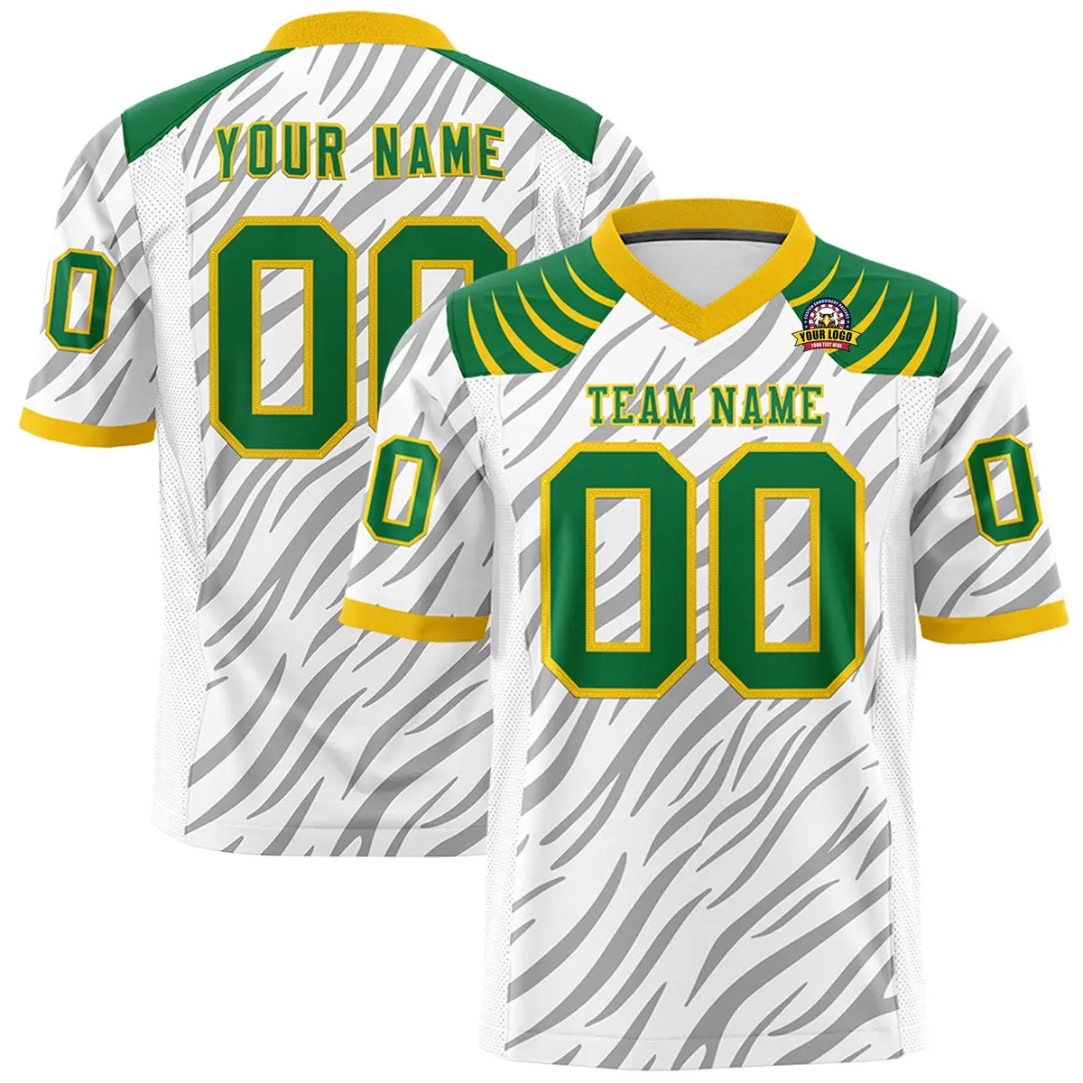 White Gray Tiger Stripe Graffiti Pattern Football Jersey