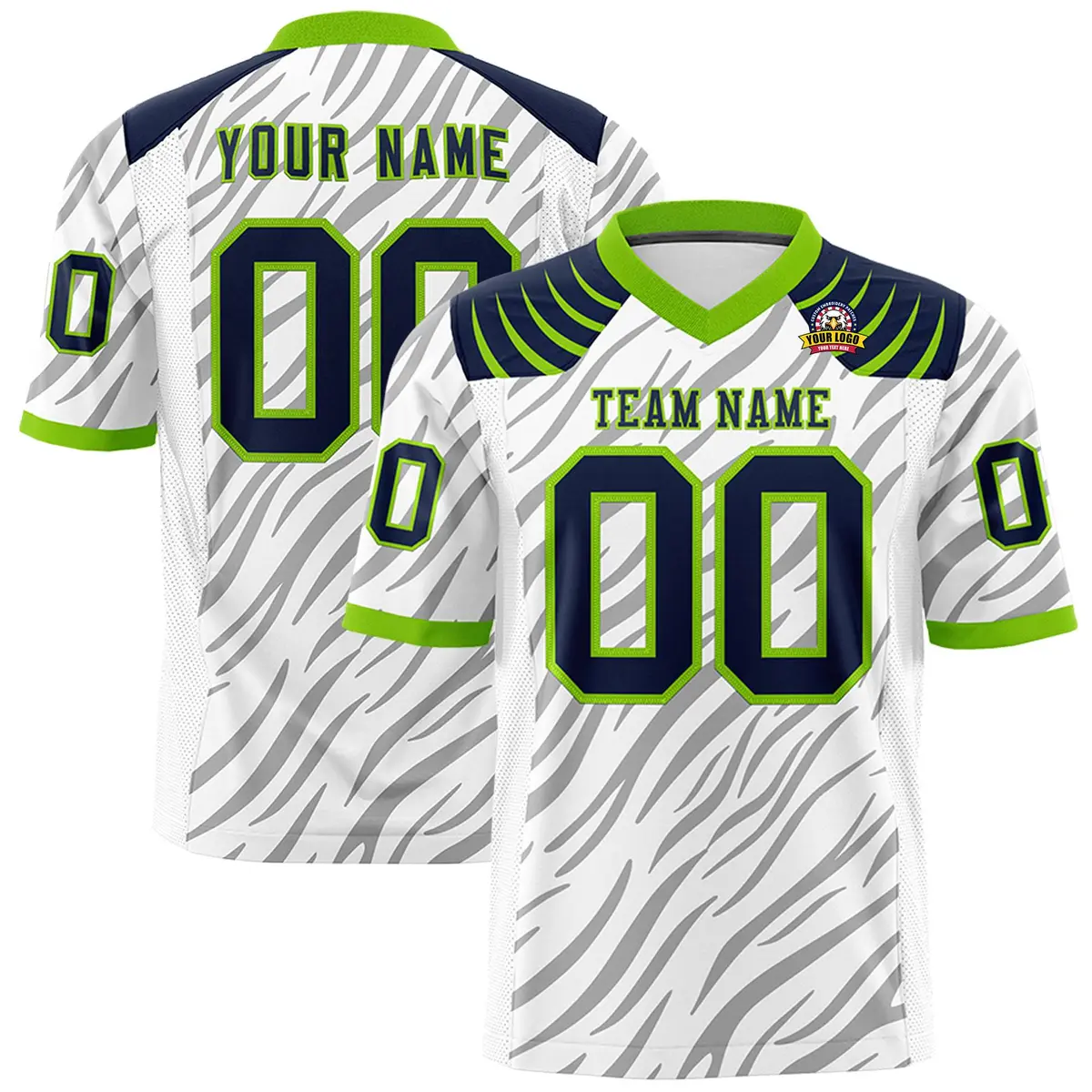 White Gray Tiger Stripe Graffiti Pattern Football Jersey