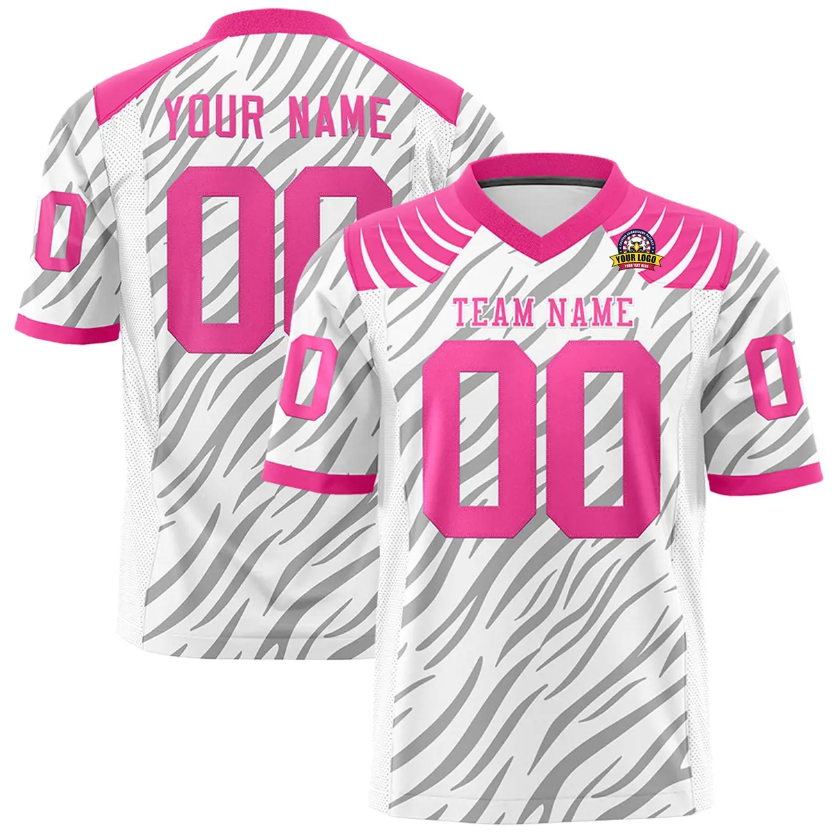 White Gray Tiger Stripe Graffiti Pattern Football Jersey