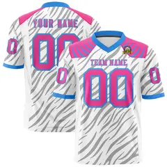 White Gray Tiger Stripe Graffiti Pattern Football Jersey 1