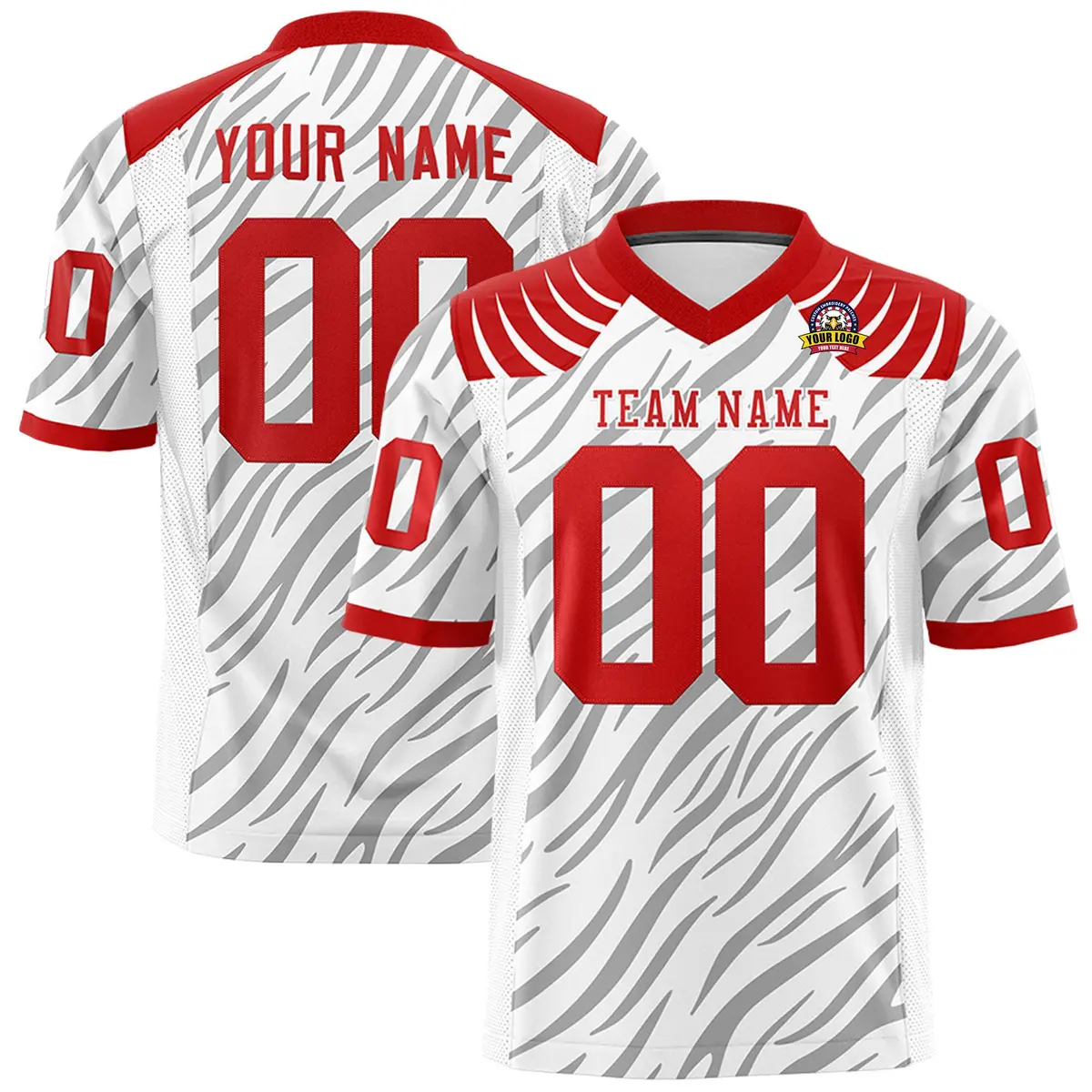 White Gray Tiger Stripe Graffiti Pattern Football Jersey