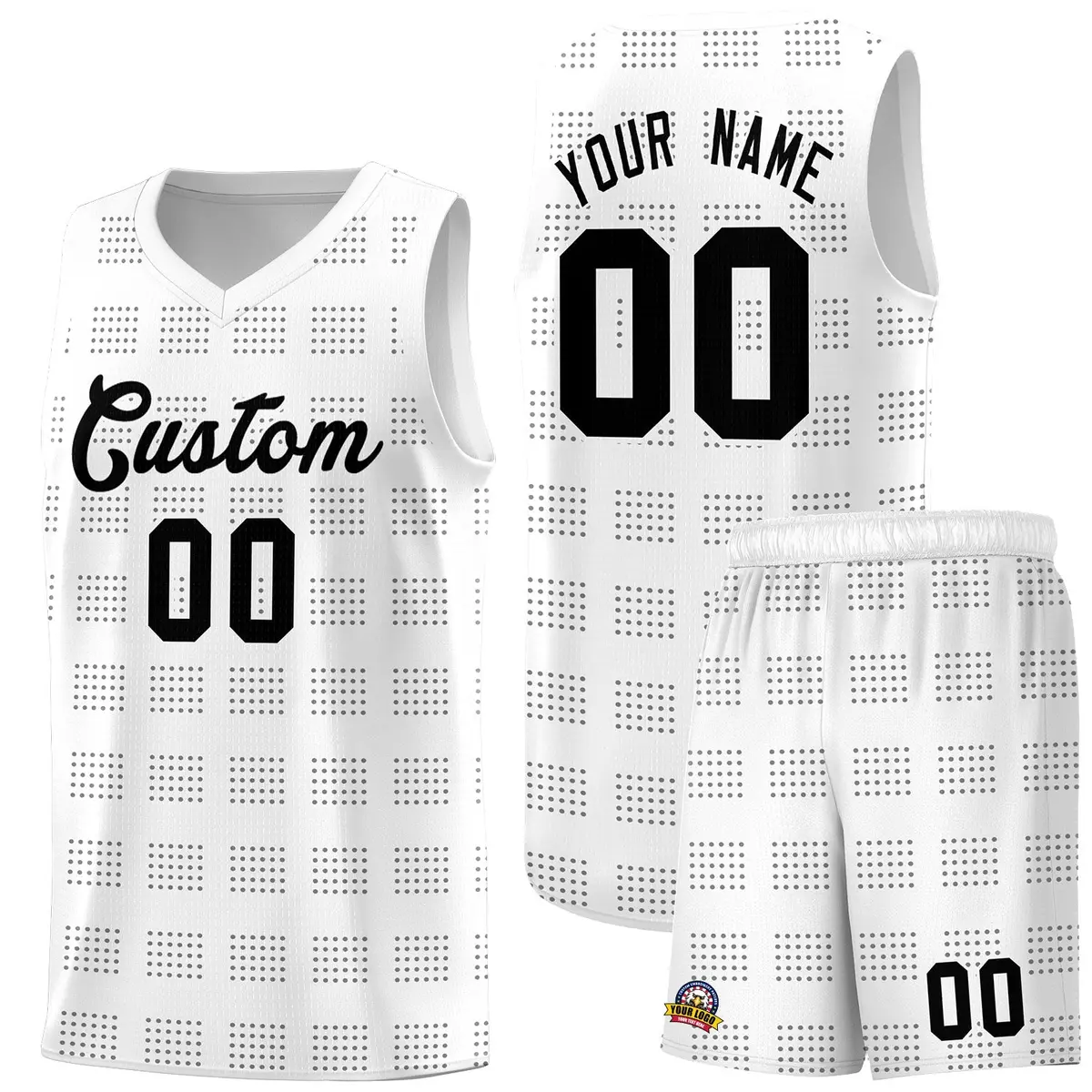 White Gray Trailblazer Dot Pattern Basketball Jersey