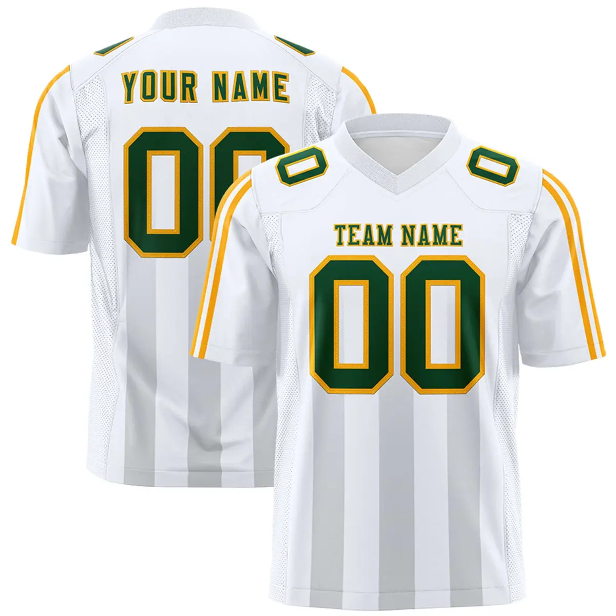 White Gray Vertical Fine Stripe Gradient Football Jersey