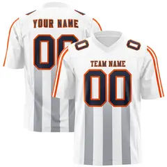 White Gray Vertical Fine Stripe Gradient Football Jersey