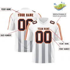 White Gray Vertical Fine Stripe Gradient Football Jersey 2