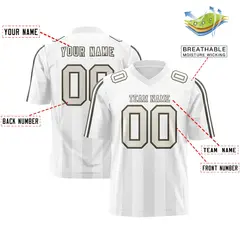 White Gray Vertical Fine Stripe Gradient Football Jersey 2