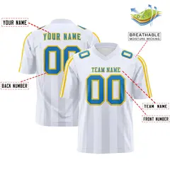 White Gray Vertical Fine Stripe Gradient Football Jersey 2