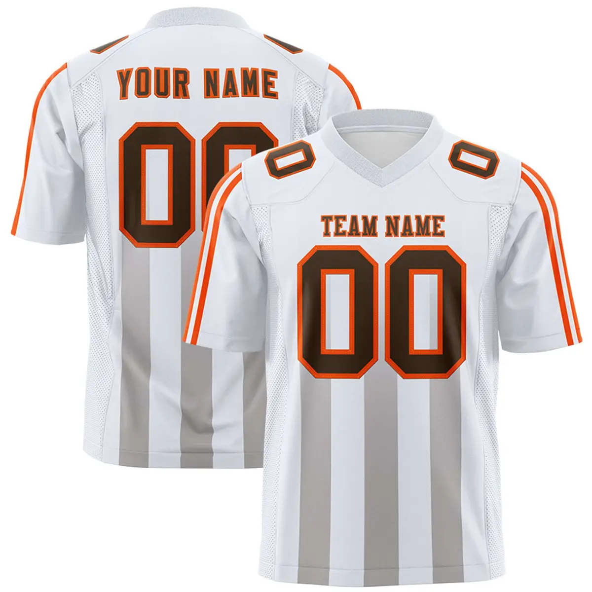 White Gray Vertical Fine Stripe Gradient Football Jersey