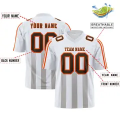 White Gray Vertical Fine Stripe Gradient Football Jersey 2