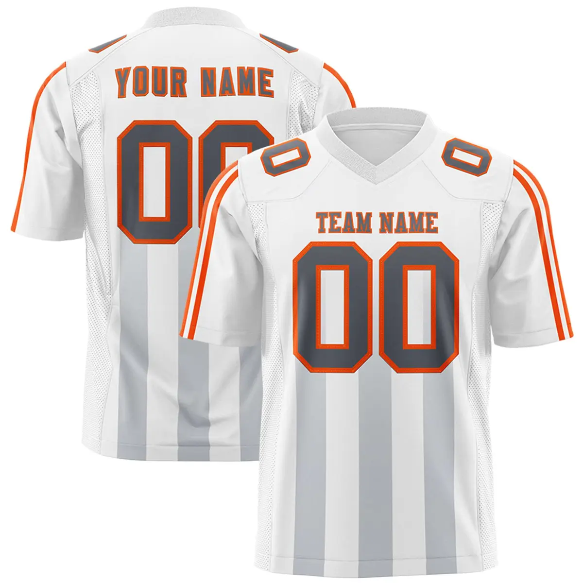 White Gray Vertical Fine Stripe Gradient Football Jersey