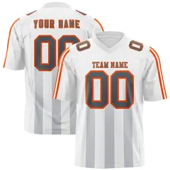 White Gray Vertical Fine Stripe Gradient Football Jersey 1