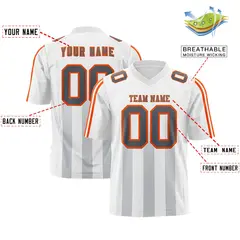 White Gray Vertical Fine Stripe Gradient Football Jersey 2