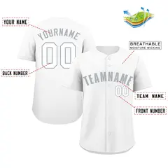 White Gray-White Classic Authentic Baseball Jersey 2