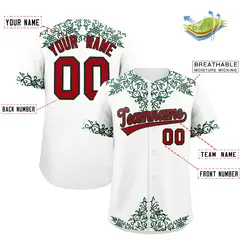 White Green Baroque Style Baseball Jersey 2