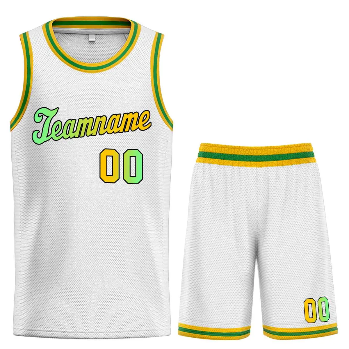 White Green-Black Classic Basketball Jersey