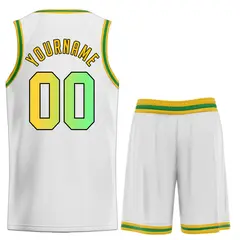 White Green-Black Classic Basketball Jersey 2