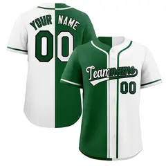 White Green-Black Hook Split Fashion Baseball Jersey 1
