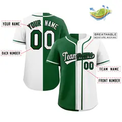White Green-Black Hook Split Fashion Baseball Jersey 2
