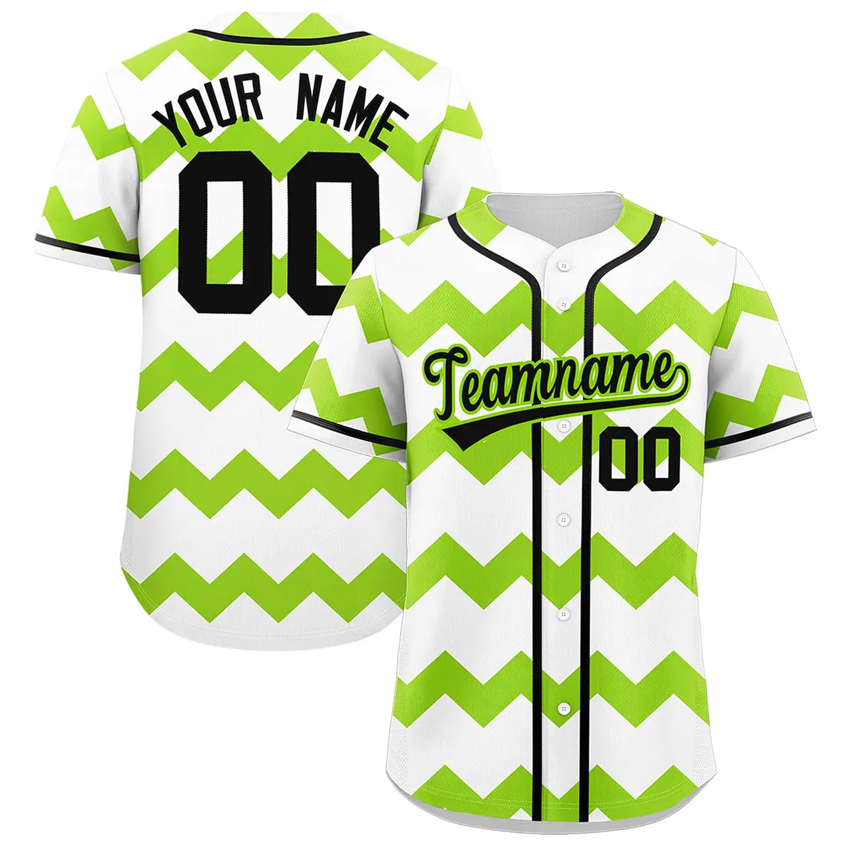 White Green-Black Ripple Design Authentic Baseball Jersey