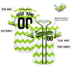 White Green-Black Ripple Design Authentic Baseball Jersey 2