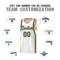 White Green-Buckskin Brown Ribbon Pattern Basketball Kits 4