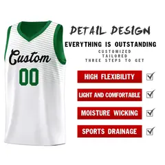 White Green Chest Slash Pattern Sports Basketball Jersey 5