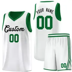 White Green Chest Slash Pattern Sports Basketball Jersey 1