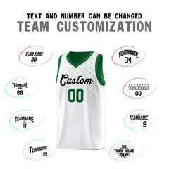 White Green Chest Slash Pattern Sports Basketball Jersey 3