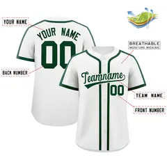 White Green Classic Authentic Baseball Jersey 2