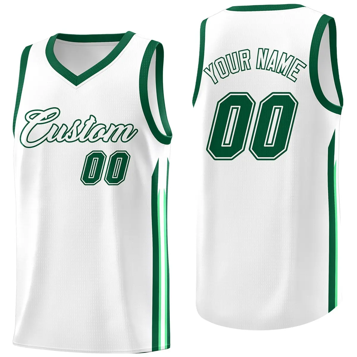 White Green Classic Fashion Sportwear Basketball Jersey