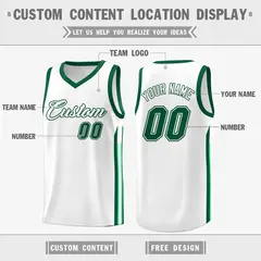 White Green Classic Fashion Sportwear Basketball Jersey 2