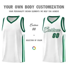 White Green Classic Fashion Sportwear Basketball Jersey 3