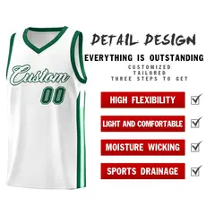 White Green Classic Fashion Sportwear Basketball Jersey 4