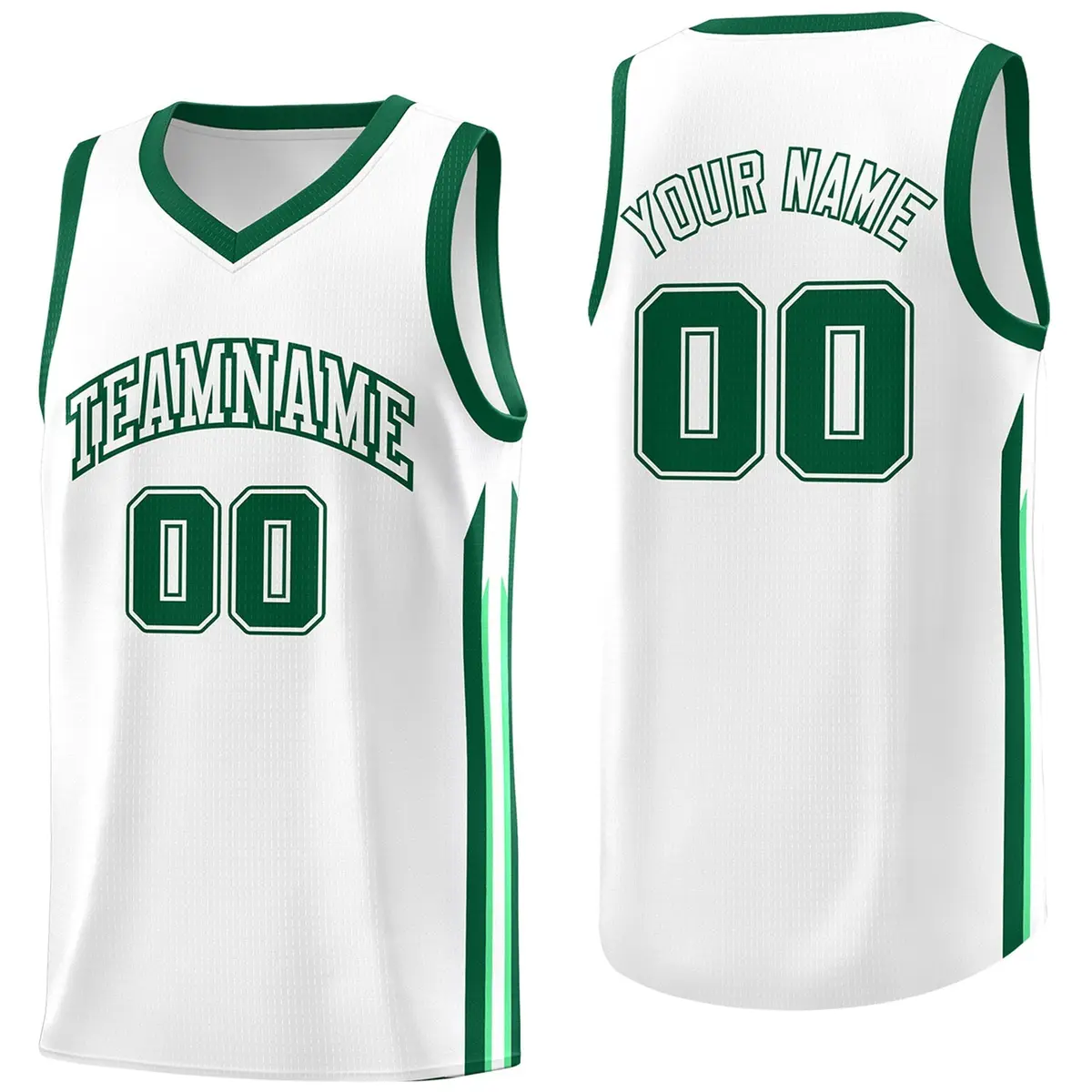 White Green Classic Fashion Sportwear Basketball Jersey