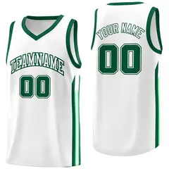 White Green Classic Fashion Sportwear Basketball Jersey
