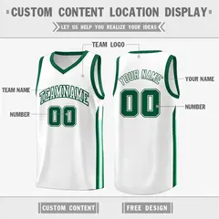 White Green Classic Fashion Sportwear Basketball Jersey 2