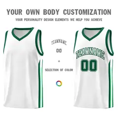 White Green Classic Fashion Sportwear Basketball Jersey 3