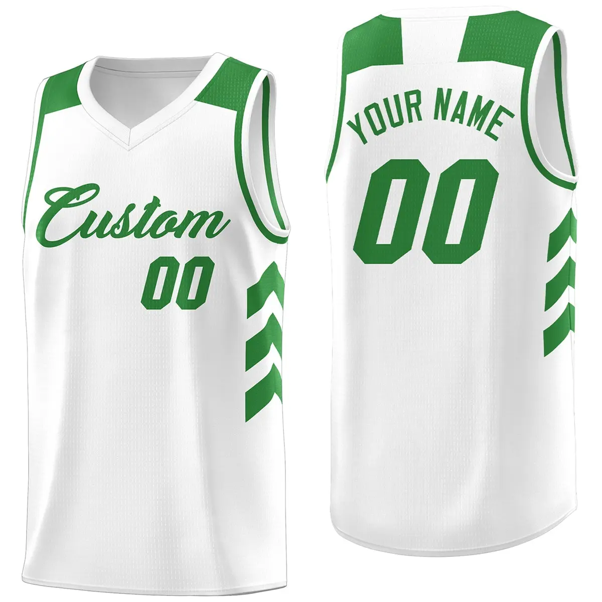 White Green Classic Fashion Sportwear Basketball Jersey