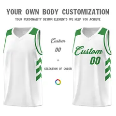 White Green Classic Fashion Sportwear Basketball Jersey 3
