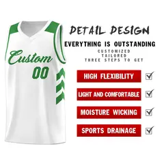 White Green Classic Fashion Sportwear Basketball Jersey 4