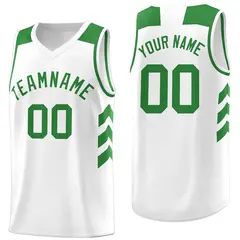 White Green Classic Fashion Sportwear Basketball Jersey