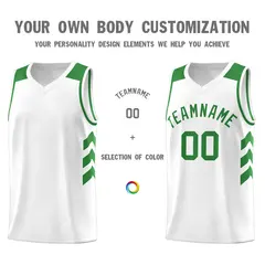 White Green Classic Fashion Sportwear Basketball Jersey 3