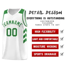 White Green Classic Fashion Sportwear Basketball Jersey 4