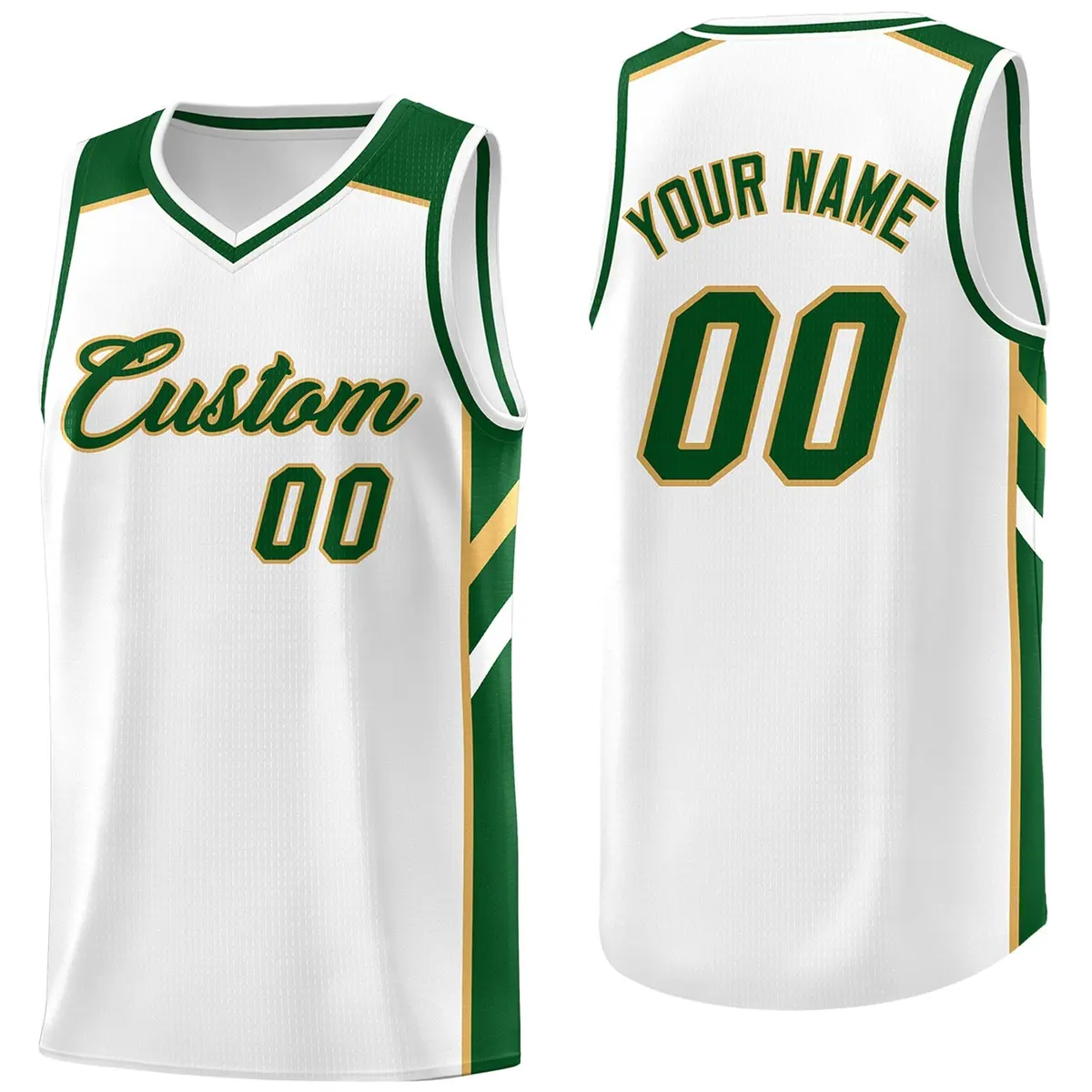White Green Classic Men/Boy Athletic Basketball Jersey