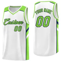 White Green Classic Men/Boy Athletic Basketball Jersey