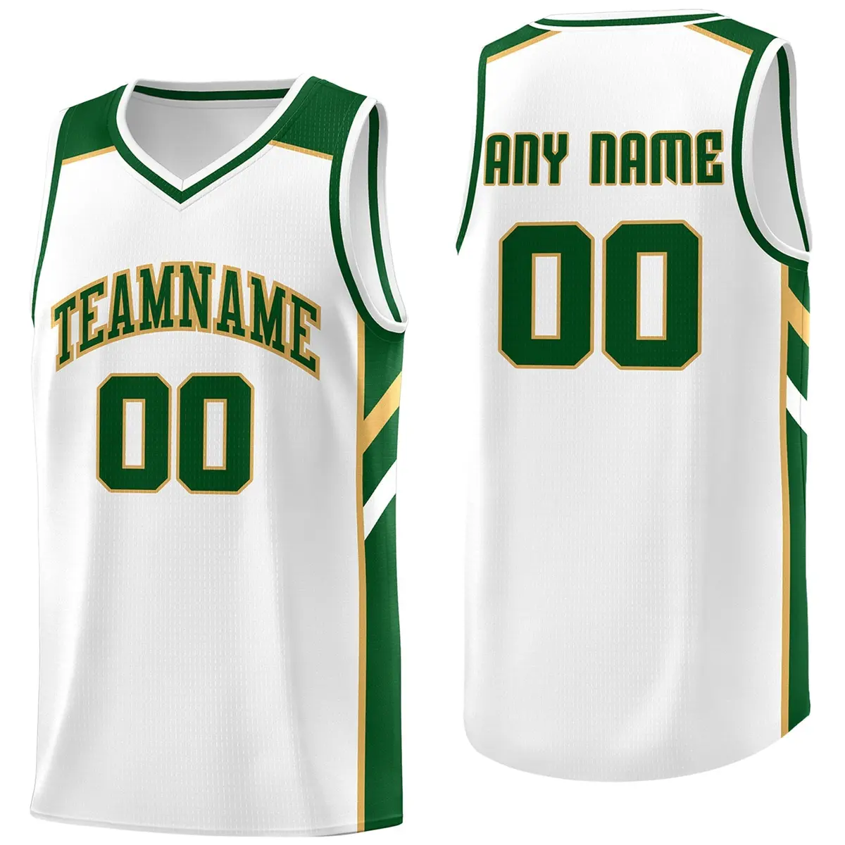 White Green Classic Men/Boy Athletic Basketball Jersey